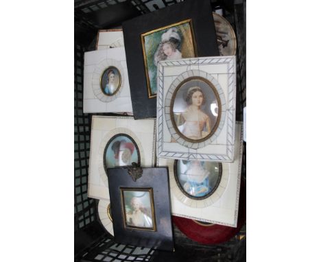 A SMALL CARTON OF REPRODUCTION PORTRAIT MINIATURES VARIOUS 