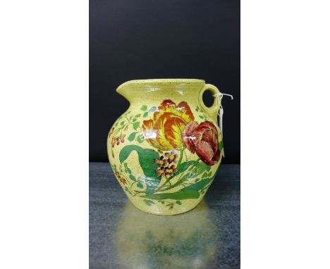 Copeland Spode floral painted jug, with small loop handle to side, printed backstamp