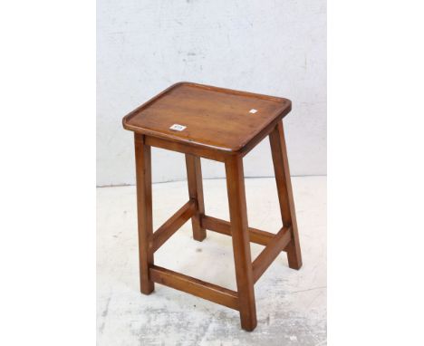 Vintage pine kitchen stool with shaped seat 