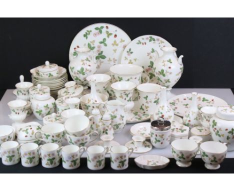 Wedgwood ' Wild Strawberry ' pattern ceramics, over 75 pieces, to include 6 teacups (1 a/f) &amp; saucers, 6 coffee cans &amp