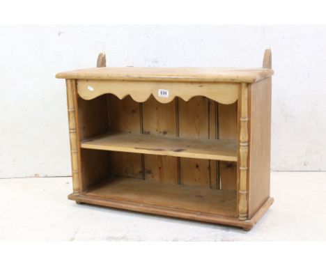 Pine Hanging Shelf with shaped frieze, 79cm long x 60cm high 