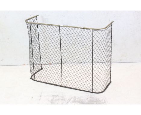 19th century Brass and Wire Mesh Nursery Fireguard, 91cm long x 67cm high 
