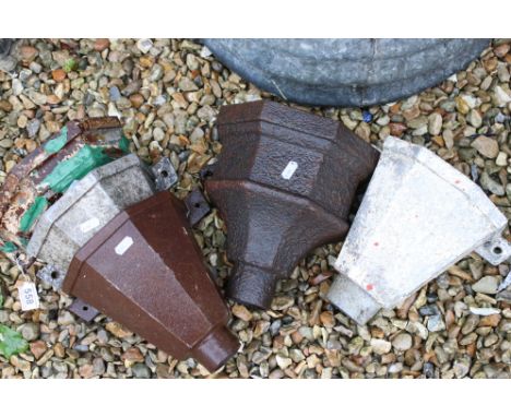 Five Vintage Metal Drain Hoppers 