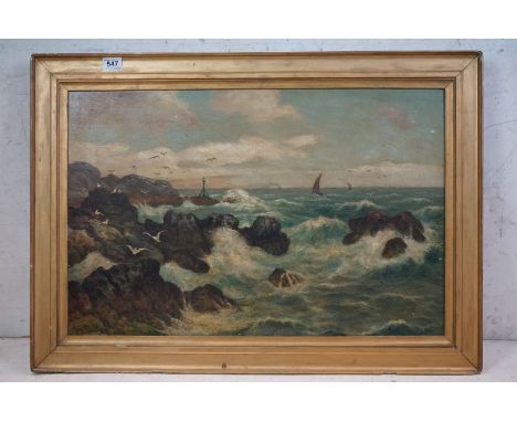 Alexander Mortimer (1885 - 1913) Oil on Canvas Seascape, signed and dated Alex Mortimer 1913, 74cm x 49cm, framed 