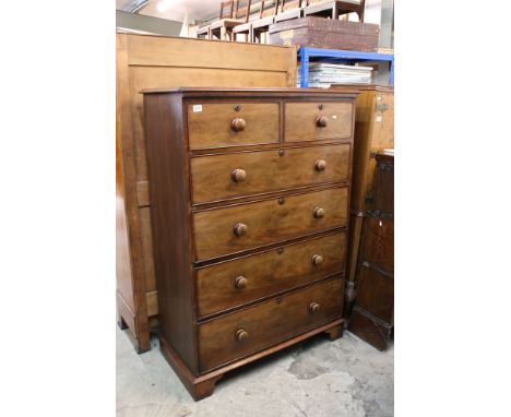 19th century mahogany housekeeper's linen chest of six drawers on bracket feet 