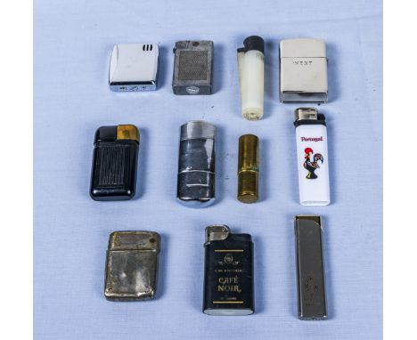 A collection of vintage cigarette lighters