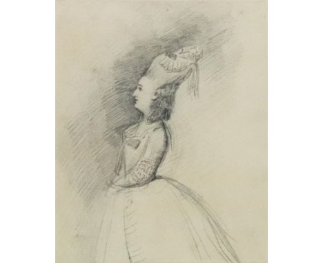 George Dance (British, 1741-1825), Portrait of a women in profile, bears label with BADA logo, artist's name and inscribed 'E