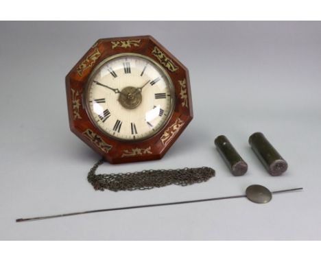 A Postman's alarm wall clock, first half 19th century, the octagonal rosewood case with cut-brass foliate ornament, 5.5" pain