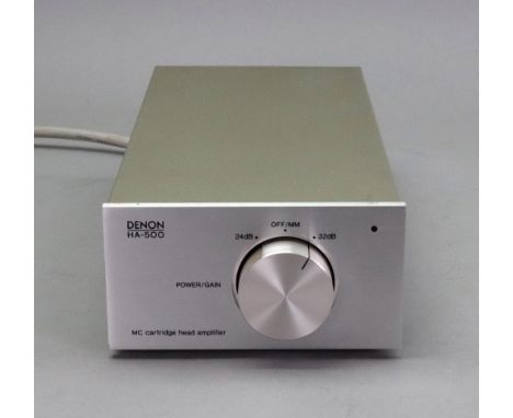 Denon HA-500 MC cartridge head amplifier, serial no. 1100 27, with operating instructions for HA-500 moving coil cartridge he
