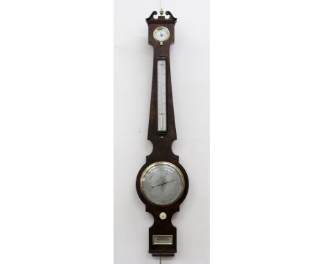 Braham Bath &amp; Bristol; an early 19th century mahogany ebony banded wheel barometer, thermometer and hygrometer, with 6" e