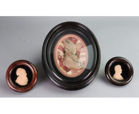 An 18th century wax profile of a bishop, facing to sinister, 9.5cm high, inscribed verso and dated 1777, later mounted, frame