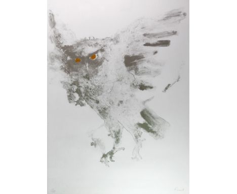 Elisabeth Frink (British, 1930-1993) Eagle Owl, signed and numbered in pencil 'Frink 115/250' (lower right and lower left), l