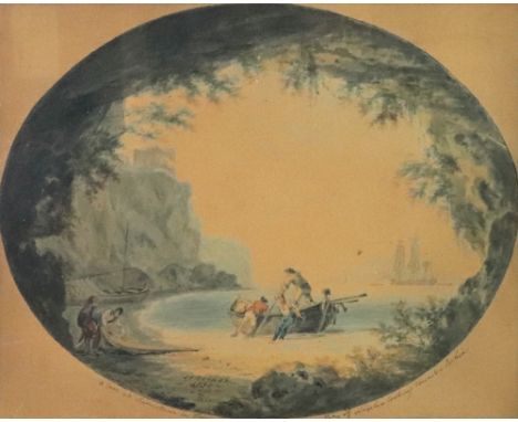 John Thomas Serres (British, 1759-1825) A cave at Surintum in the Bay of Naples looking towards ???, and a companion, a pair,