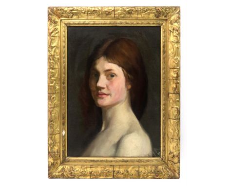 Follower of George Clausen (British, 1852-1944), Portrait of a girl, bears signature 'G Clausen' (lower right), oil on canvas