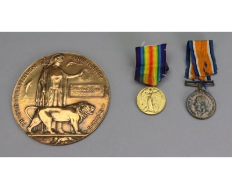 A First World War medal, Victory medal and death plaque to 4997 Pte. Frederick Donald Harding R. Suss. R (3).