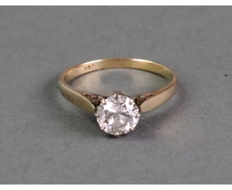 A gold and diamond single stone ring, claw set with an old cut diamond, indistinctly detailed 18 C, the diamond weighs approx