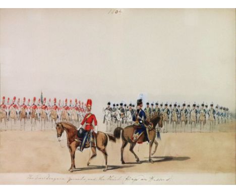 English School, late 18th/early 19th Century, The First Dragoon Guards and the Third (Kings Own Hussars), dated '1804' (upper