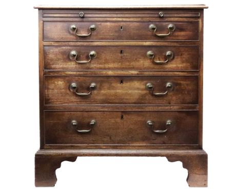 A George III mahogany chest, the moulded rectangular top above a brushing slide and four long drawers, on bracket feet, 85cm 