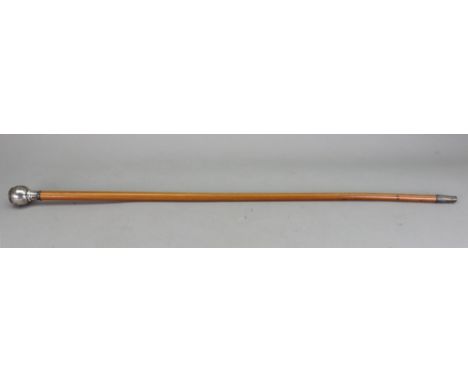 A silver mounted The Queen's Regiment swagger stick, J R Gaunt &amp; Son, Birmingham 1921, 70.5cm long.