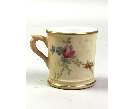GROUP OF MINIATURE ITEMS,  including a figure, cup and other miniature items.  Tip of tea pot lid has been damaged (additiona