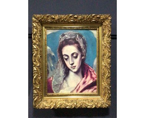 PORTRAIT OF A FEMALE IN A GILT FRAME. ALONG WITH ANOTHER PICTURE the other picture depicting three figures in Russian dressQt