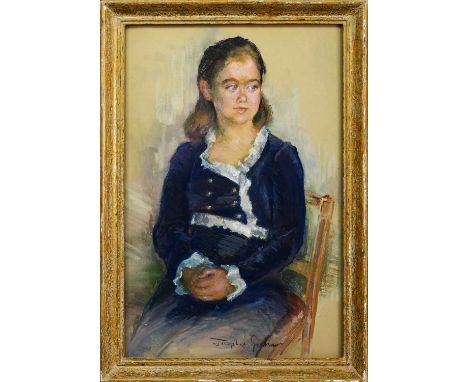 * JOSEPHINE GRAHAM (SCOTTISH b. 1930), PORTRAIT OF A GIRL pastel on paper, signedframed and under glassimage size 70cm x 46cm