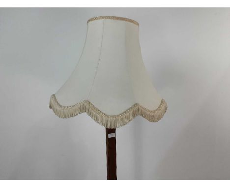 STAINED PINE STANDARD LAMP, with shade