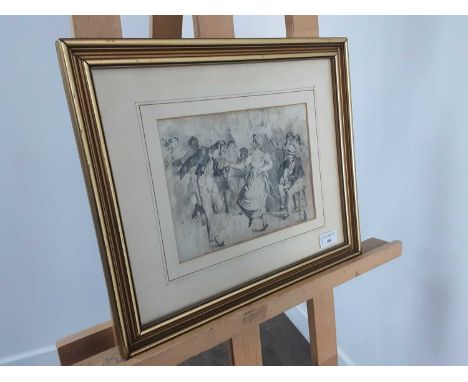 PENCIL SKETCH, DANCING mounted, framed and under glass35cm  x 41cm