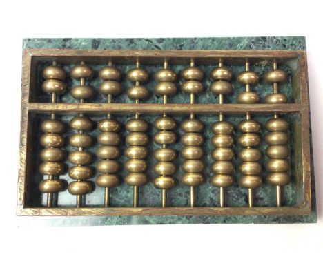 BRASS ABACUS, with marble base8cm wide