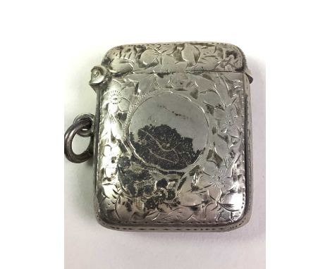 GROUP OF SILVER AND SILVER PLATED ITEMS, including an inkwell, three vesta cases and teaspoons