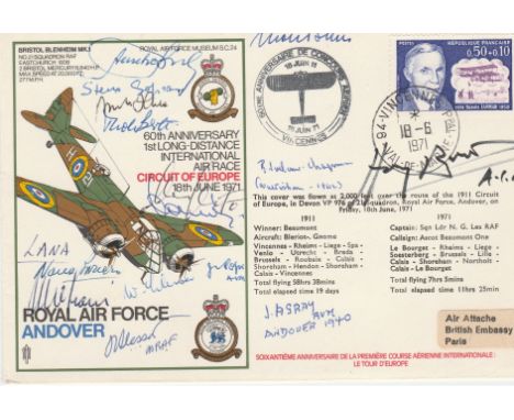 Great War, WW2 aces signed RAF Andover cover. 15 signatures including WW1 J Gray, AVM Pope, ACM Harry Broadhurst, MRAF Slesso