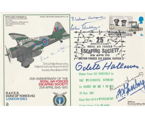 WW2 rare SOE Resistance multiple signed RAF Duke of Yorks Westland Lysander cover. Signed by Vera Atkins, Odette Hallows GC, 