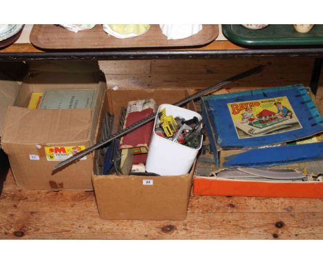 Bayko Building Set, Raceways, model railway and model cars, and various games.