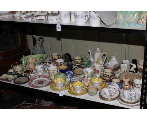 Shelf collection of Sylvac, Belleek, Torquay Ware, Royal Grafton, etc.