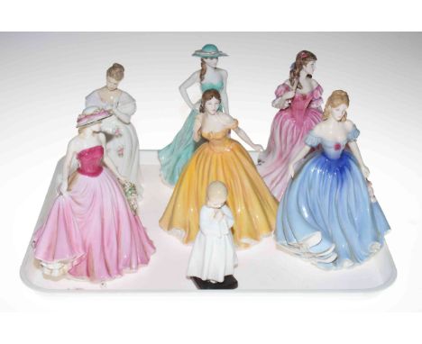 Four Royal Doulton ladies; Lauren, Melissa, Summer Rose and Elizabeth; R D Bedtime; Worcester Serena and Coalport Perfect Ros