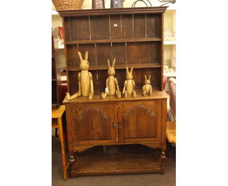 Oak two door shelf back dresser 177cm x 113cm.