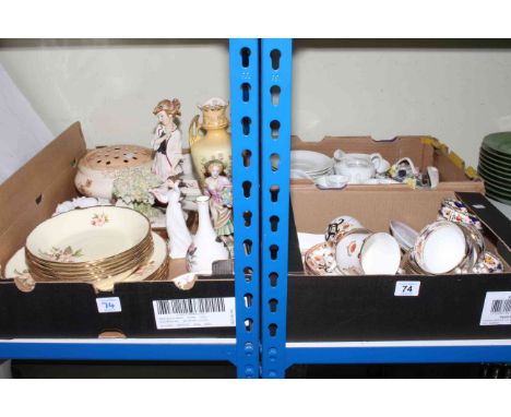 Three boxes of teaware, Doulton figure 'With Love', Poole dish, Two Lladro plaques, etc.