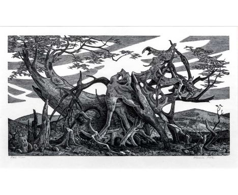 Y MONICA POOLE (1921-2003)Root, signed, numbered 53/100 and inscribed with title in pencil, woodcut, 8" x 13 1/2" (SH), frame