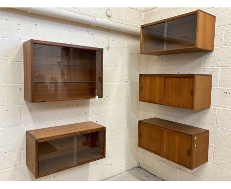 A TAPLEY S L MODULAR TEAK SET OF FLOATING CUPBOARDS, mid 20th century with Formosa teak trim, comprising a pair of cupboards 