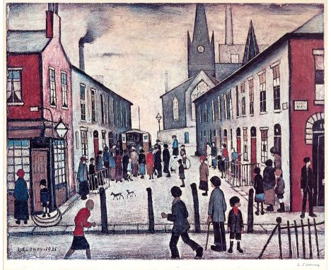 Y LAURENCE STEPHEN LOWRY RBA RA (1887-1976)The Fever Van, signed in blue biro in the margin lower right, Fine Art Trade Guild