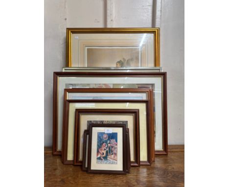 A collection of fourteen assorted prints including Russell Flint and Louis Wain
