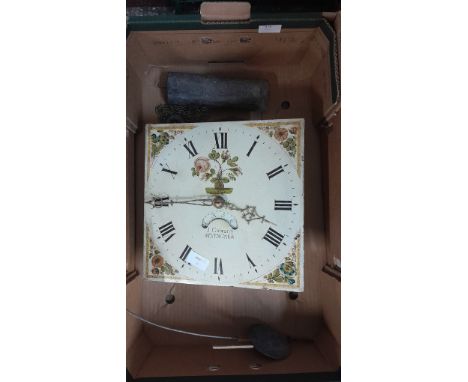 A longcase clock, movement and dial, J. Galward, Sevenoaks with pendulum and weight 