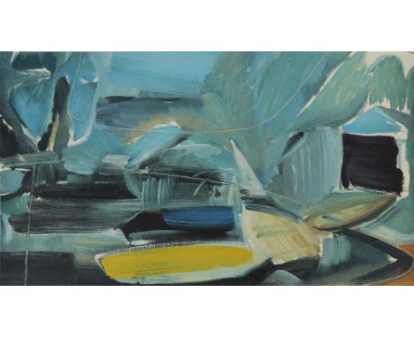 ‡ Ivon Hitchens (1893-1979) Three Boats Signed, numbered 40/375, and blindstamped to margin Lithograph 39.3 x 72.1cm (image) 