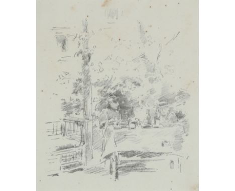 James McNeill Whistler (American 1834-1903) Tête-à-tête in the Garden Signed in the plate with butterfly Lithograph 19.3 x 16