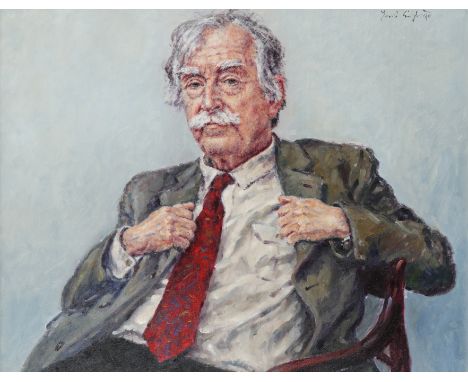 ‡ David Griffiths (Welsh (b. 1939) Portrait of Sir Kyffin Williams Signed and further signed and titled to verso Oil on canva