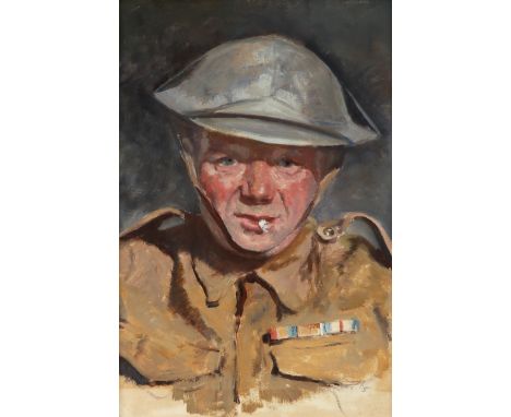 English School c.1930 Portrait of a World War I veteran wearing his decorations Indistinctly signed Oil on paper 36 x 25.5cm 