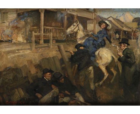 George Washington Lambert ARA (Australian 1873-1930) Kate Kelly during the last stand of the Kelly Gang Signed and dated 1908