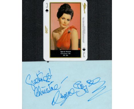 James Bond. Eunice Gayson (Sylvia Trench in From Russia With Love) Signed Signature Card With Unsigned Playing Card Included.