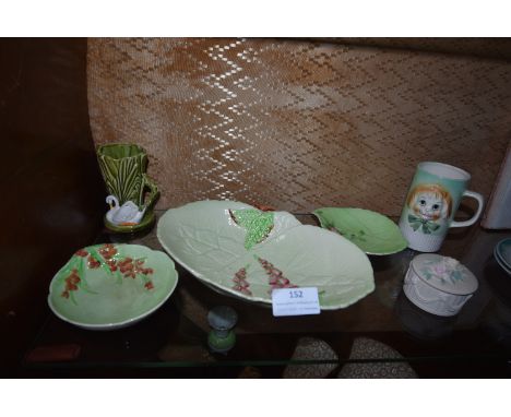 Carlton Ware Cabbage Leaf Dishes, Small Sylvac Vase, etc. 