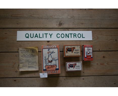 Vintage Suet Boxes, Ration Book, and a “Quality Control” Sign 